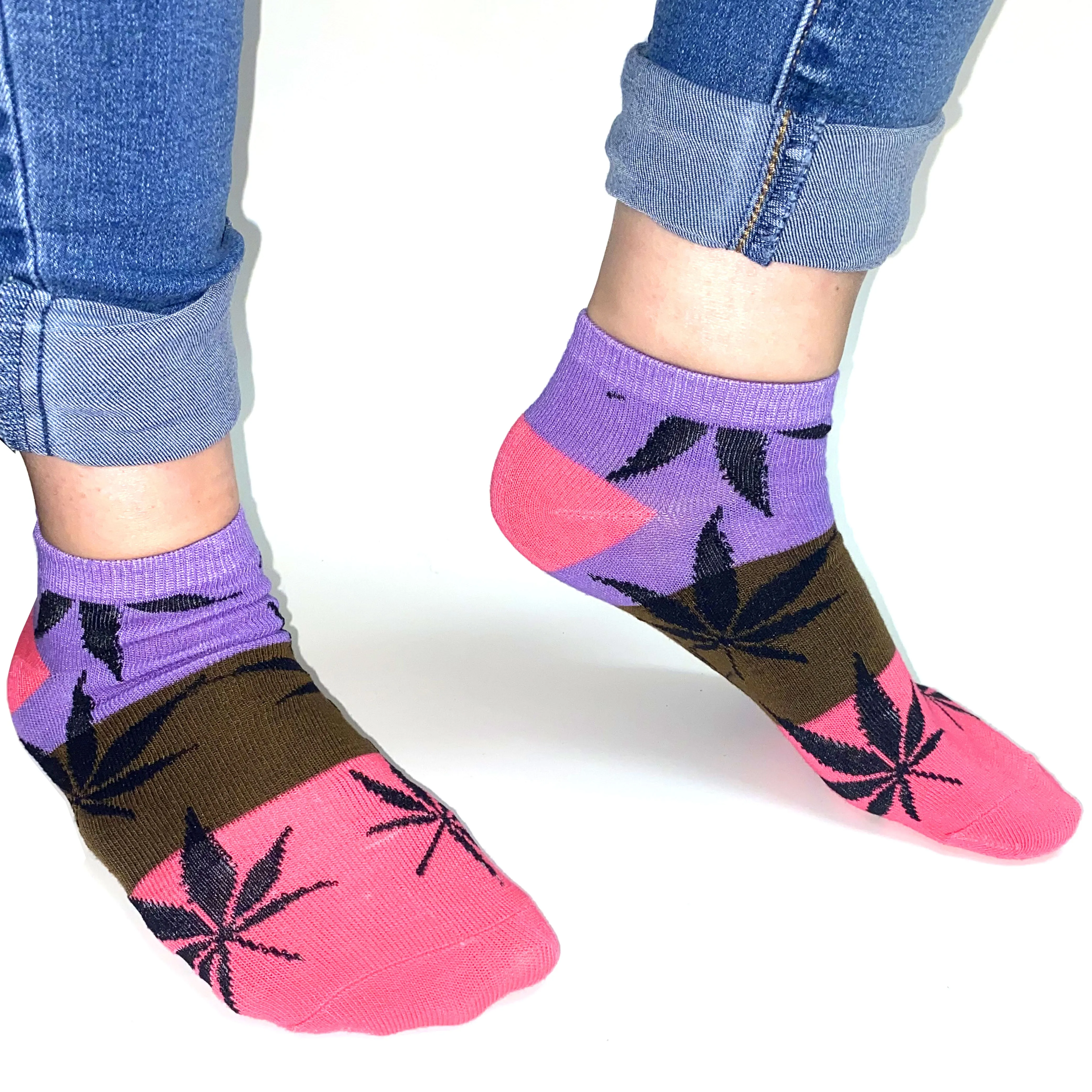 12 Pairs Womens Girl Leaf Low Cut Ankle Cotton Socks Size 9-11 Marijuana Fashion