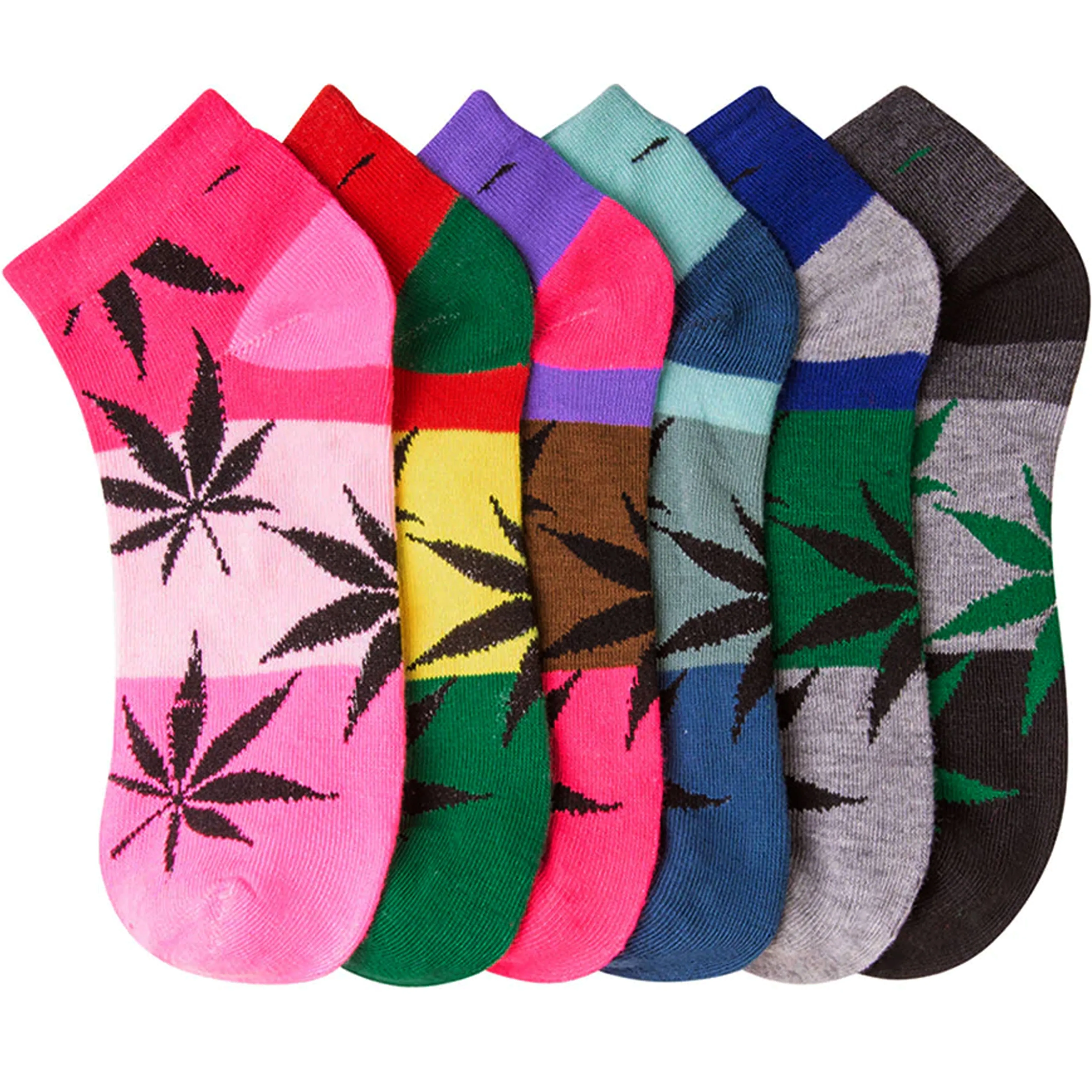12 Pairs Womens Girl Leaf Low Cut Ankle Cotton Socks Size 9-11 Marijuana Fashion