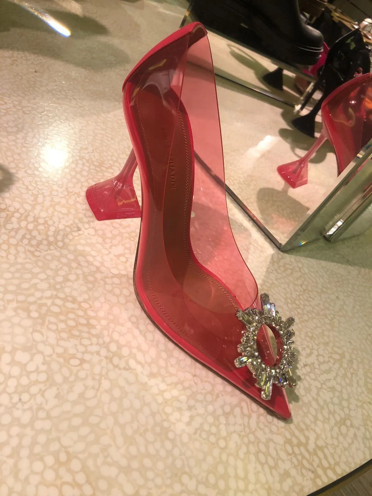 Amina Muaddi Begum Crystal Pink PVC Pumps (FW21/22)