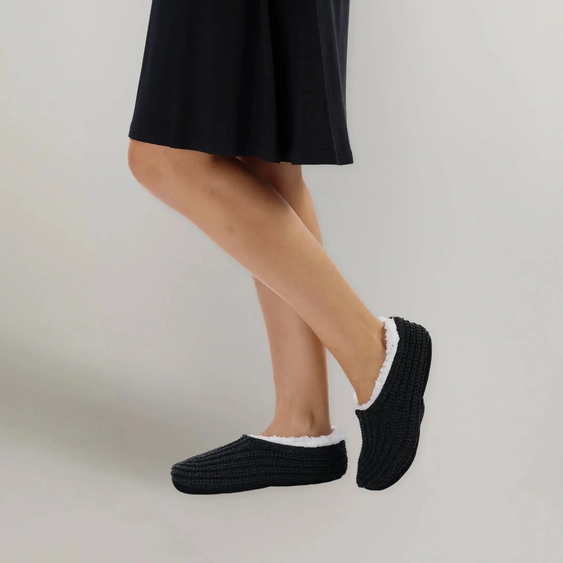 Black Knitted Footsie Slippers