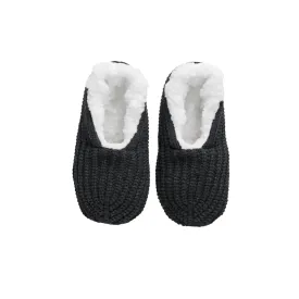 Black Knitted Footsie Slippers
