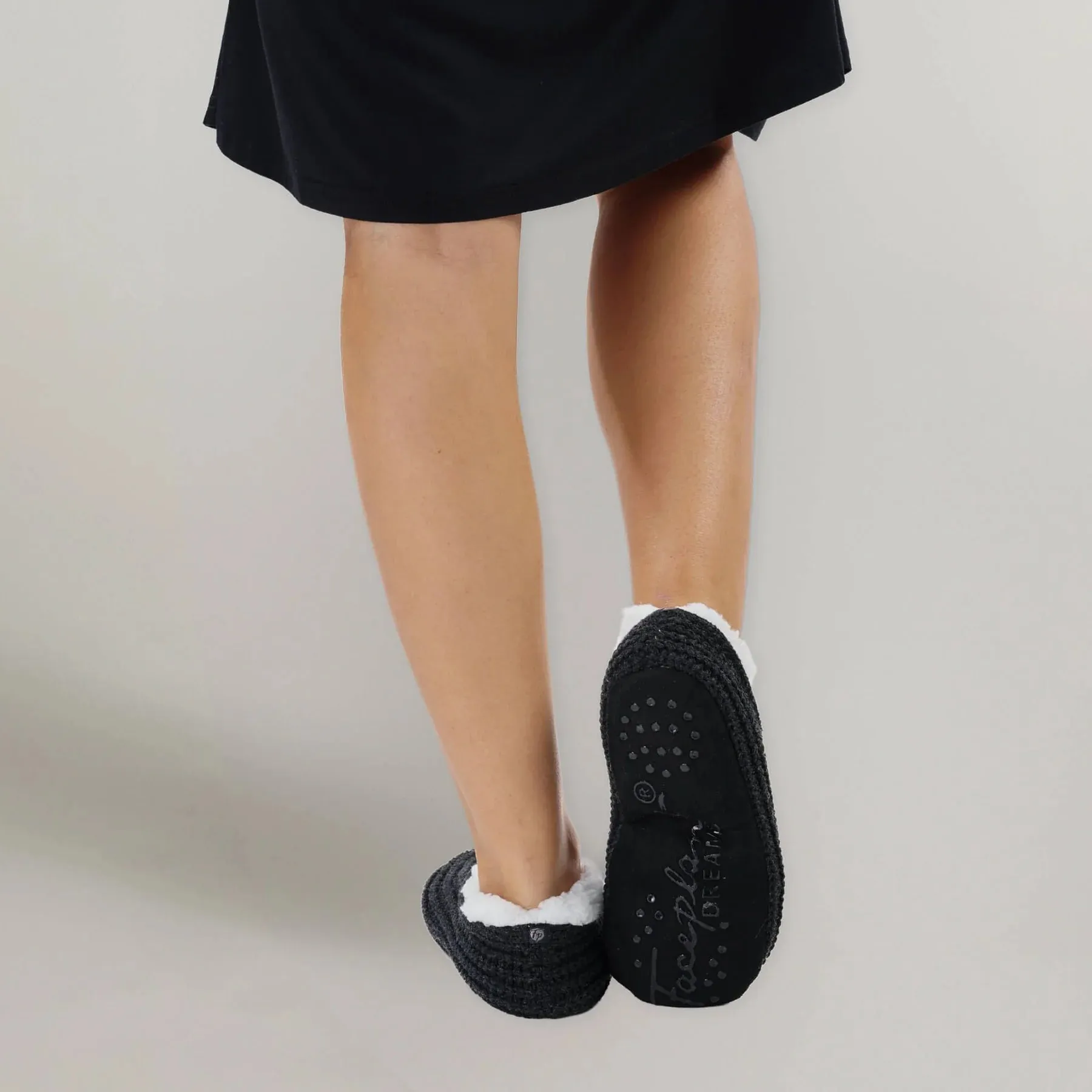 Black Knitted Footsie Slippers