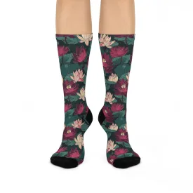 BOHO Lotus Lily Pads Cushioned Crew Socks