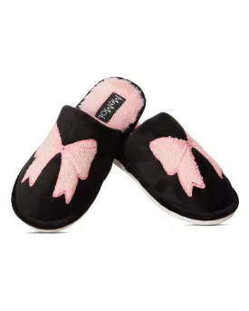 Bow Plush Slippers in Blush