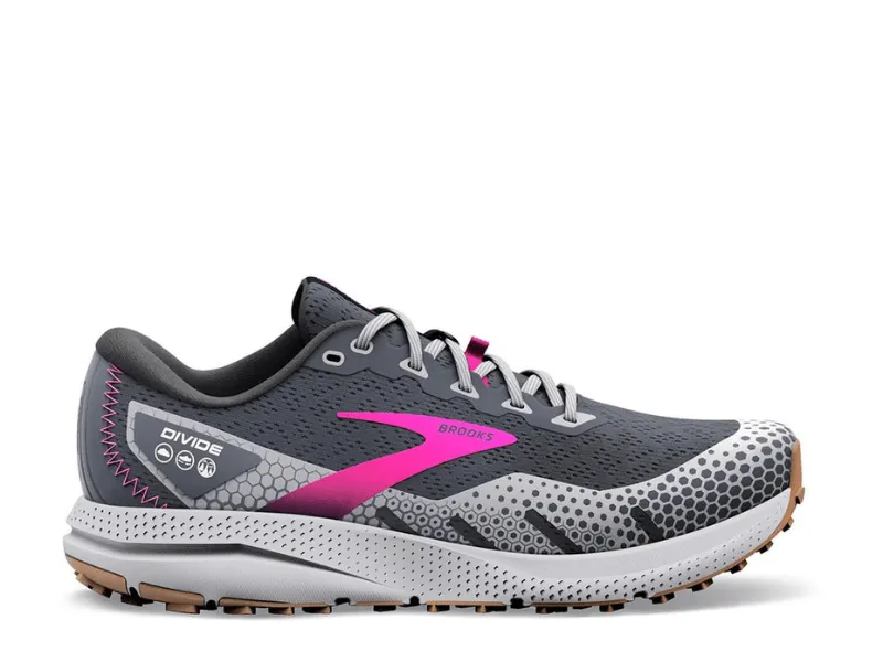 Brooks Divide 3 Ladies Trail Running Shoe (Ebony/Grey/Pink)