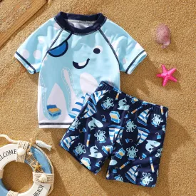 Childlike Marine Animal Swimsuit Set - Toddler Boy (2Pcs)
