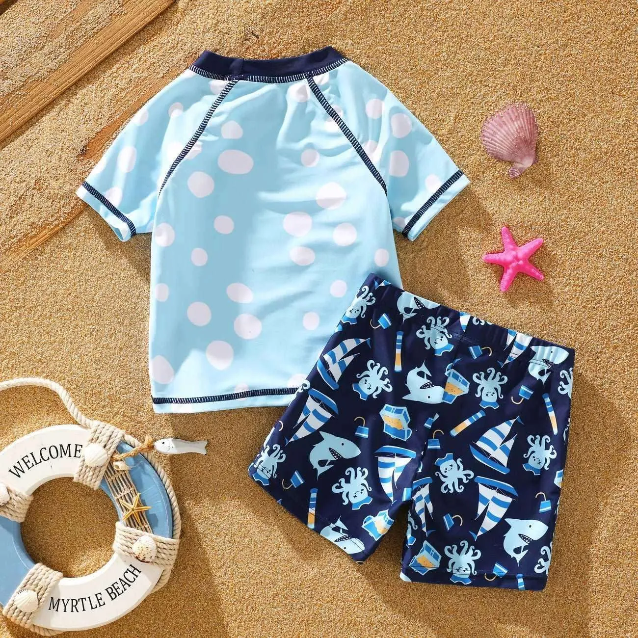 Childlike Marine Animal Swimsuit Set - Toddler Boy (2Pcs)