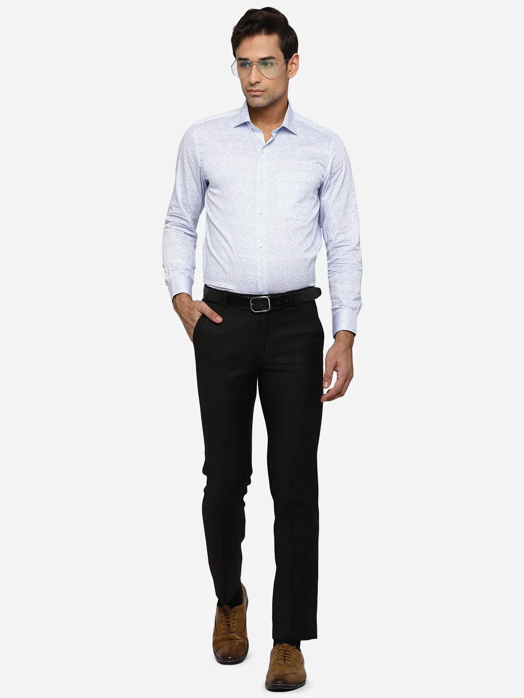 Dark Brown Solid Slim Fit Formal Trouser | JB STUDIO
