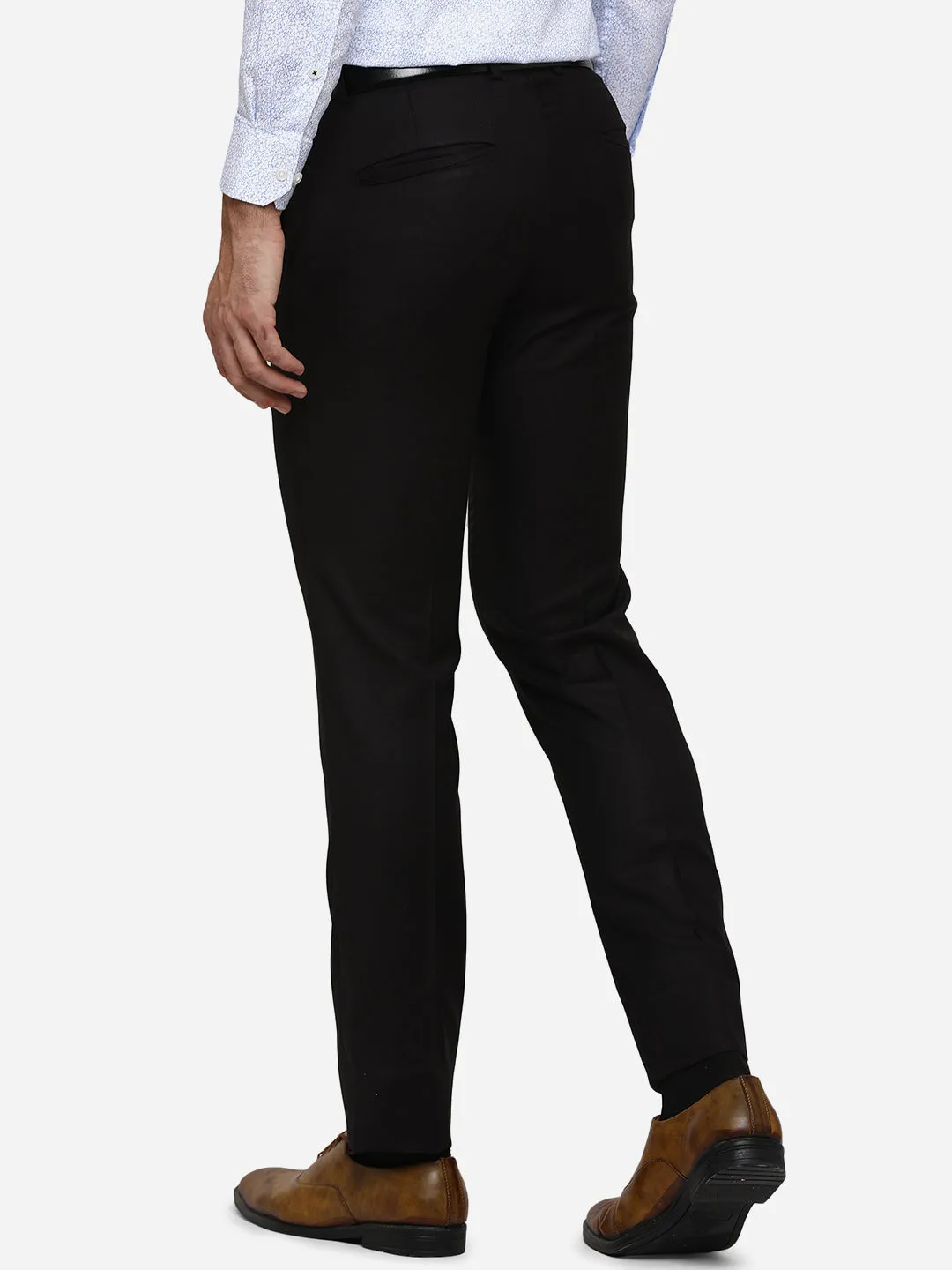 Dark Brown Solid Slim Fit Formal Trouser | JB STUDIO