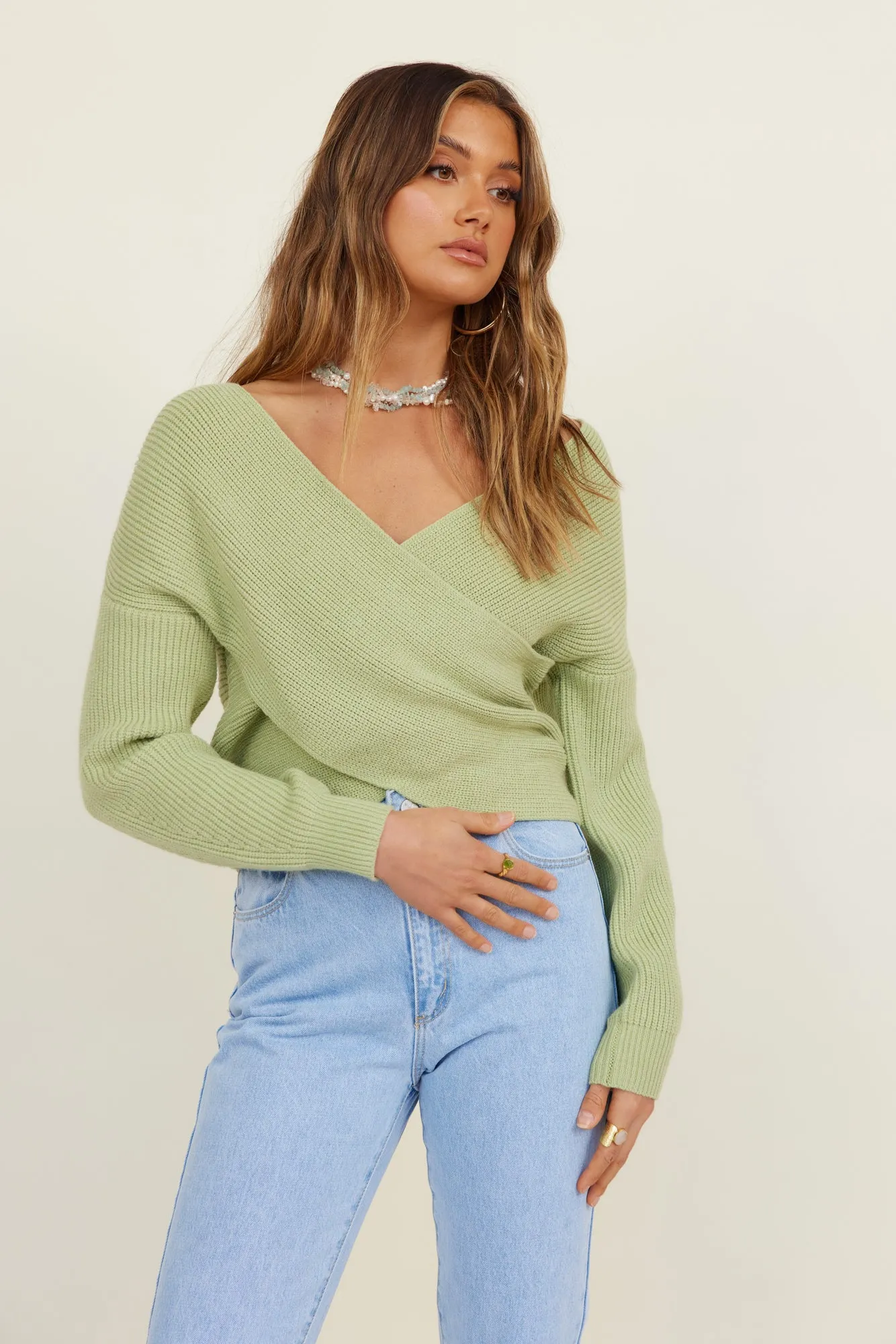 Days Around Me Knit Jumper Green