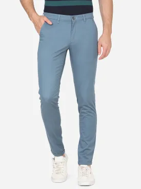 Dusty Blue Solid Neo Fit Casual Trouser | Greenfibre