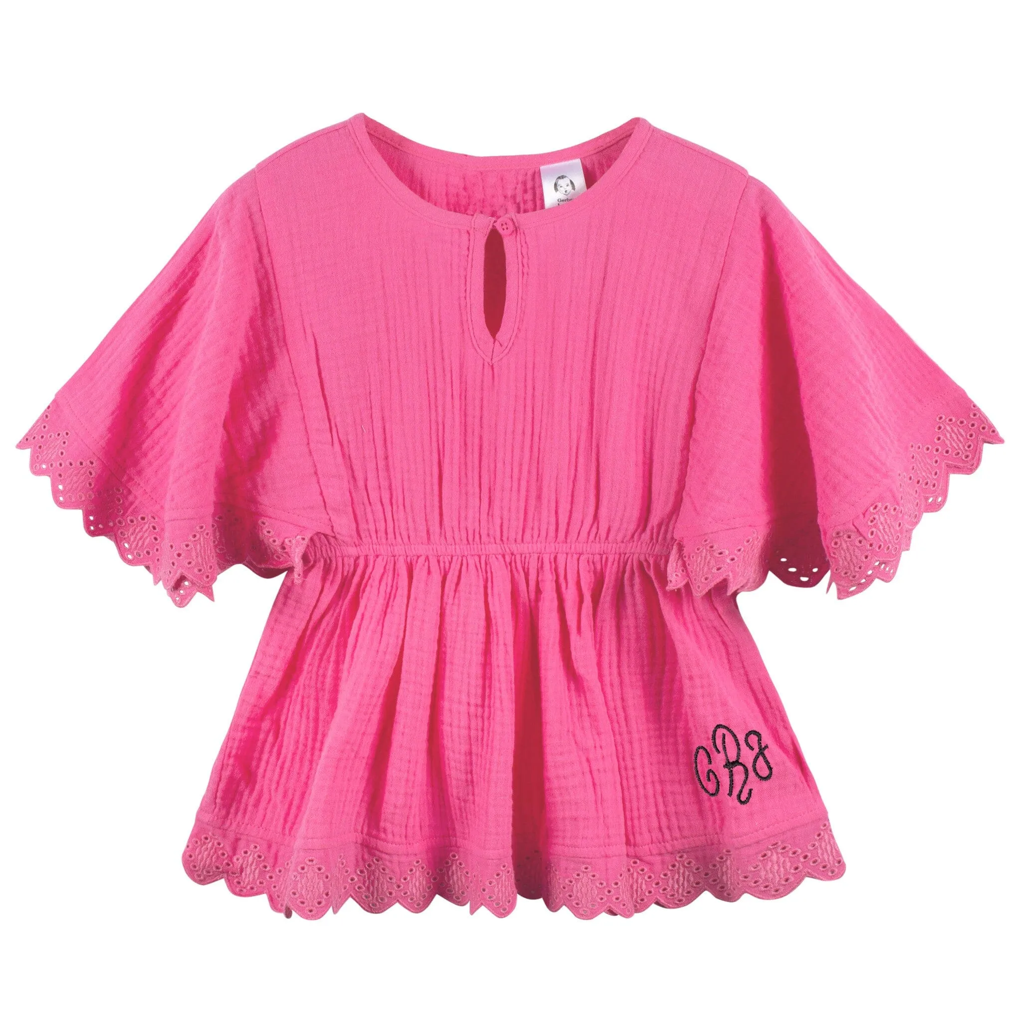 Embroidered Baby & Toddler Girls Pink Gauze Kaftan Swim Coverup