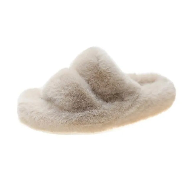 Faux-Fur Fluffy Slippers for Women