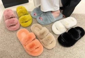 Faux-Fur Fluffy Slippers for Women