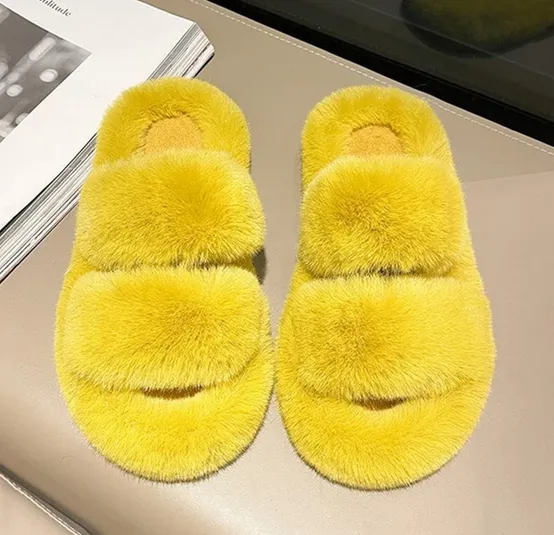Faux-Fur Fluffy Slippers for Women