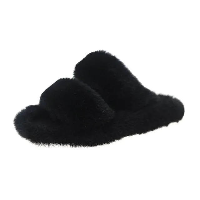 Faux-Fur Fluffy Slippers for Women