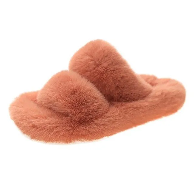 Faux-Fur Fluffy Slippers for Women
