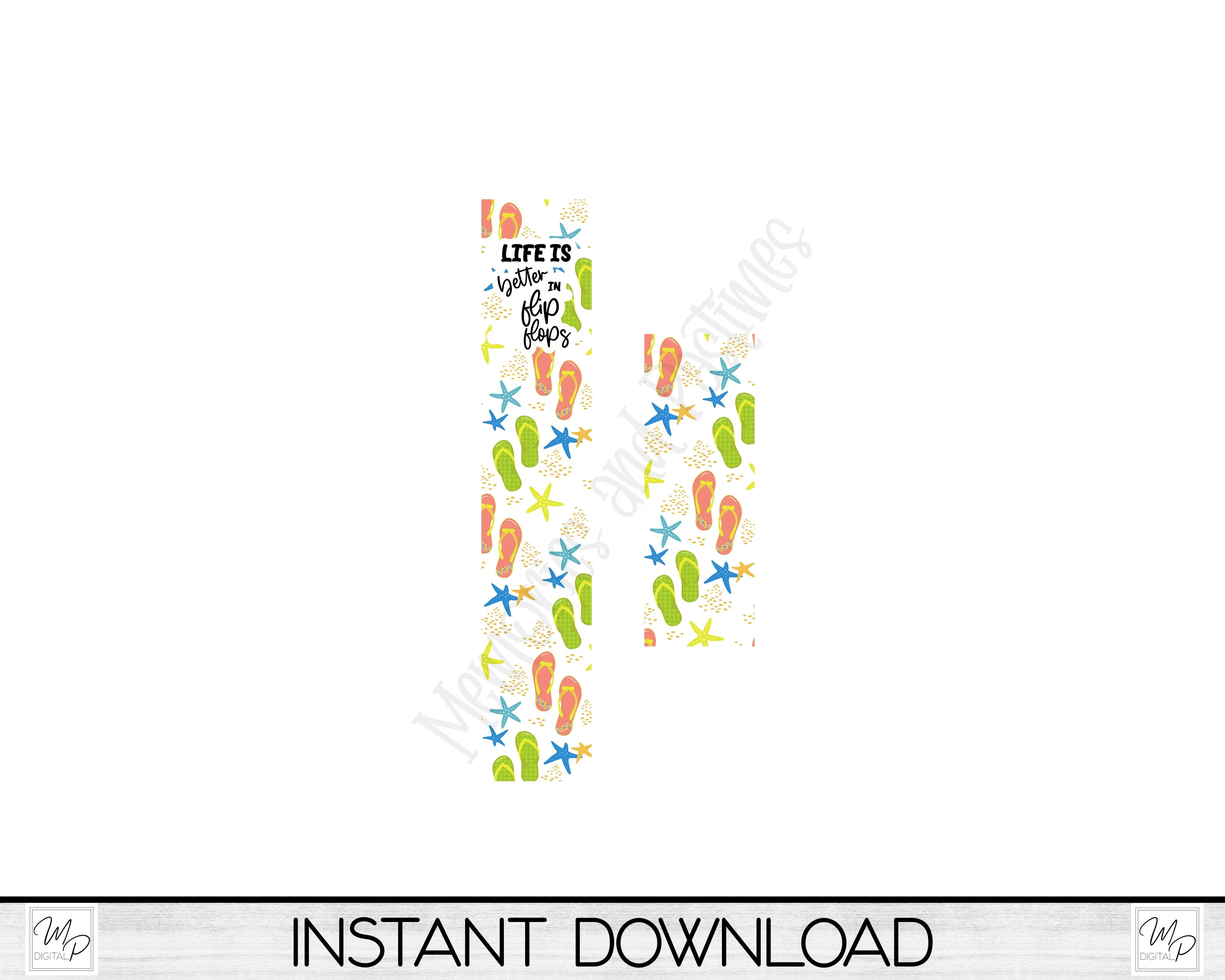 Flip Flop Summer PNG for Sublimation of Watchbands, Digital Download
