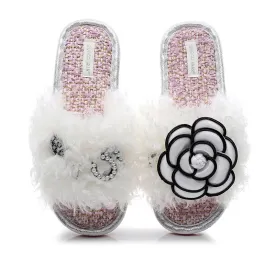 Flower Fur Slippers for Women