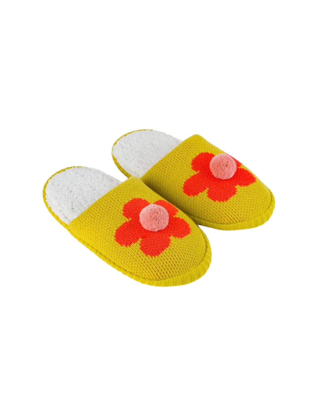 Flower Pom Slide Slipper Golden Olive