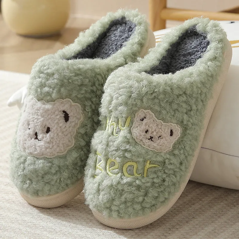 Fuzzy Bear Slippers for Women