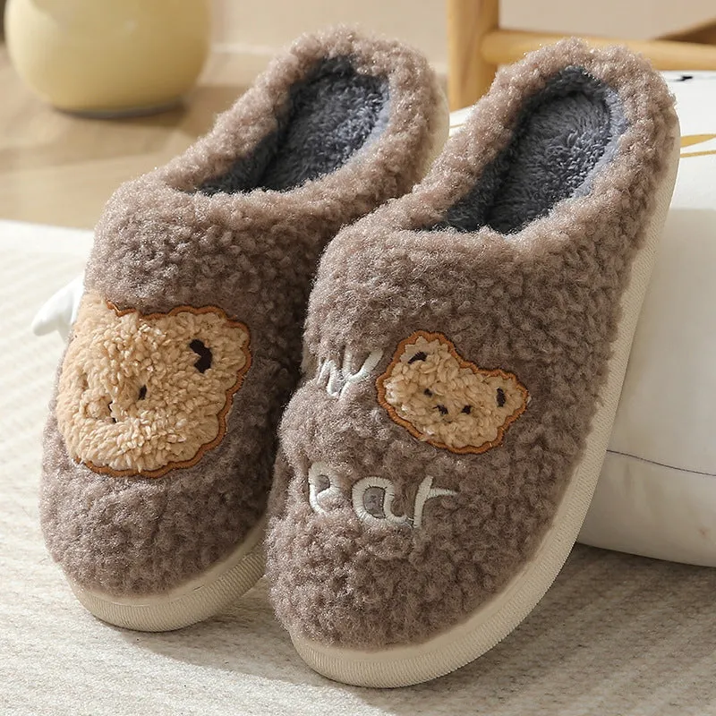 Fuzzy Bear Slippers for Women