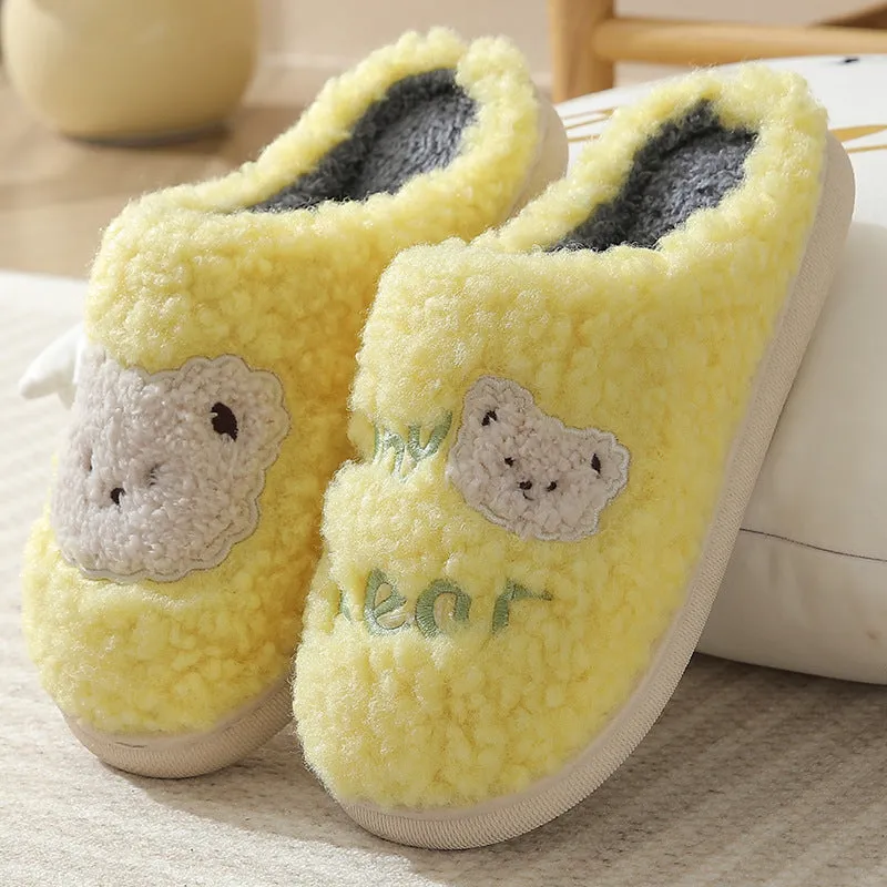 Fuzzy Bear Slippers for Women