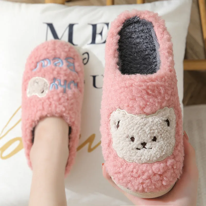 Fuzzy Bear Slippers for Women
