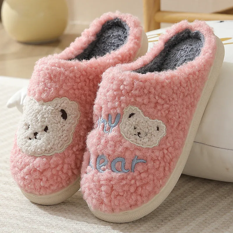 Fuzzy Bear Slippers for Women