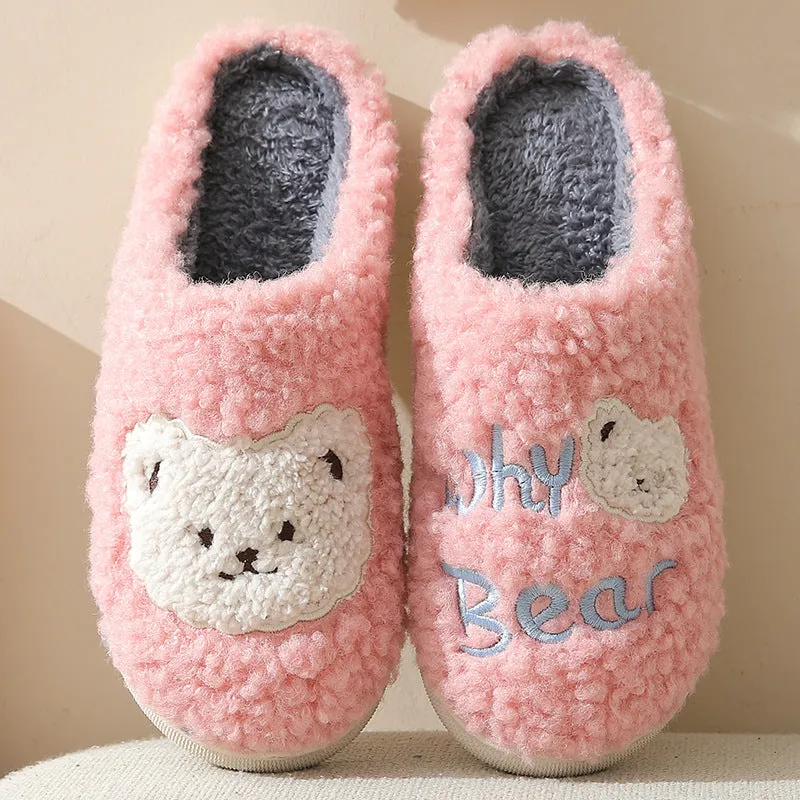 Fuzzy Bear Slippers for Women