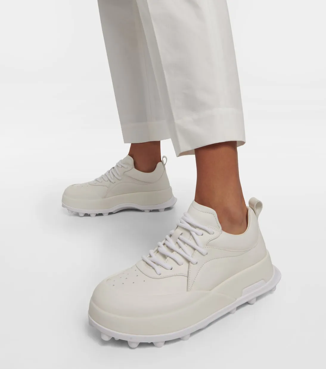 Jil Sander leather sneakers, white