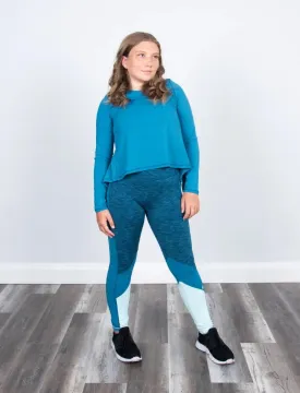 Jill Yoga Mesh Yoke Split Back Long Sleeve Top
