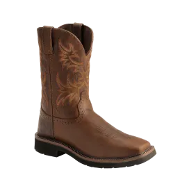 Justin Men's Rugged Tan Stampede Square Toe Work Boots