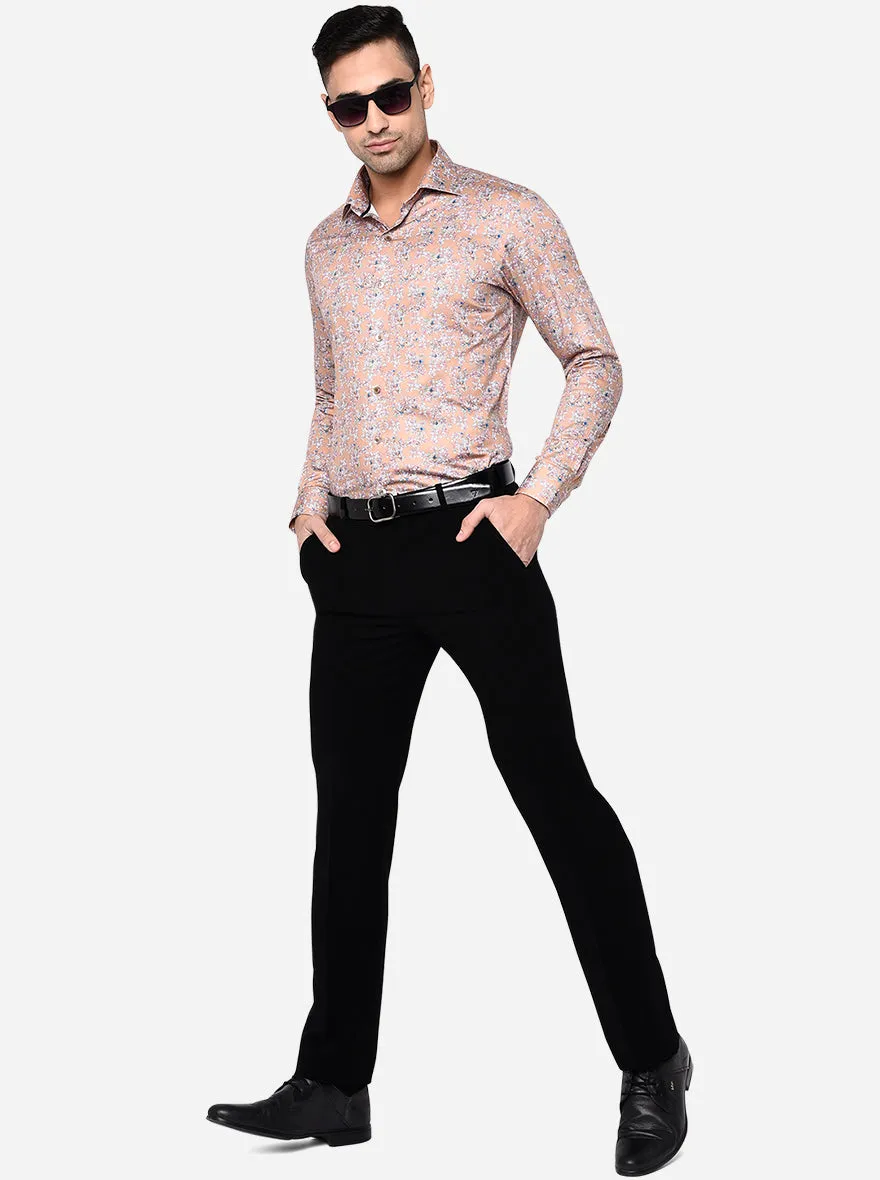 Khaki Printed Slim Fit Party Wear Shirt | Wyre