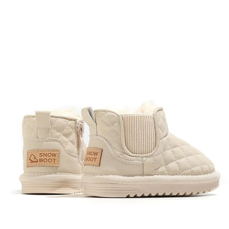Laney Rhombus Leather Plush Snow Boots