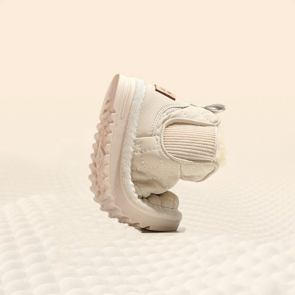 Laney Rhombus Leather Plush Snow Boots