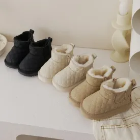 Laney Rhombus Leather Plush Snow Boots