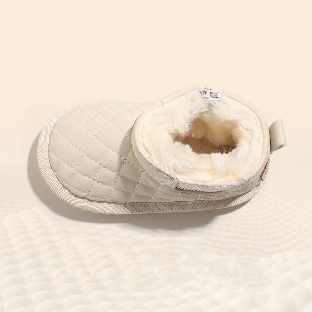 Laney Rhombus Leather Plush Snow Boots