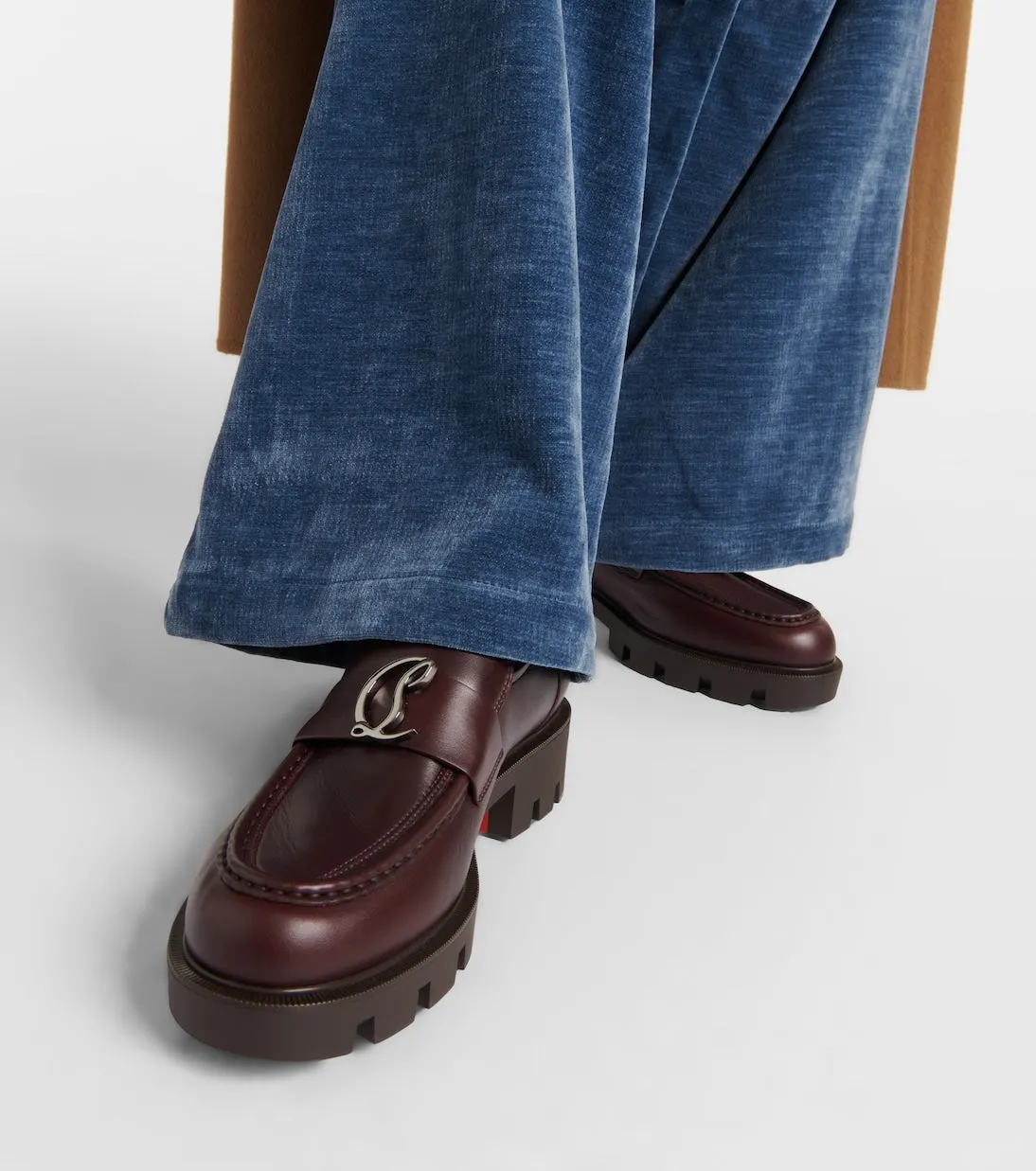 Leather loafers cl moc lug Christian Louboutin, burgundy