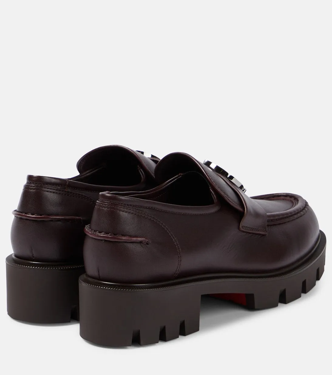 Leather loafers cl moc lug Christian Louboutin, burgundy