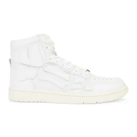 LEATHER PANELLED SKEL WHITE HI-TOP SNEAKERS