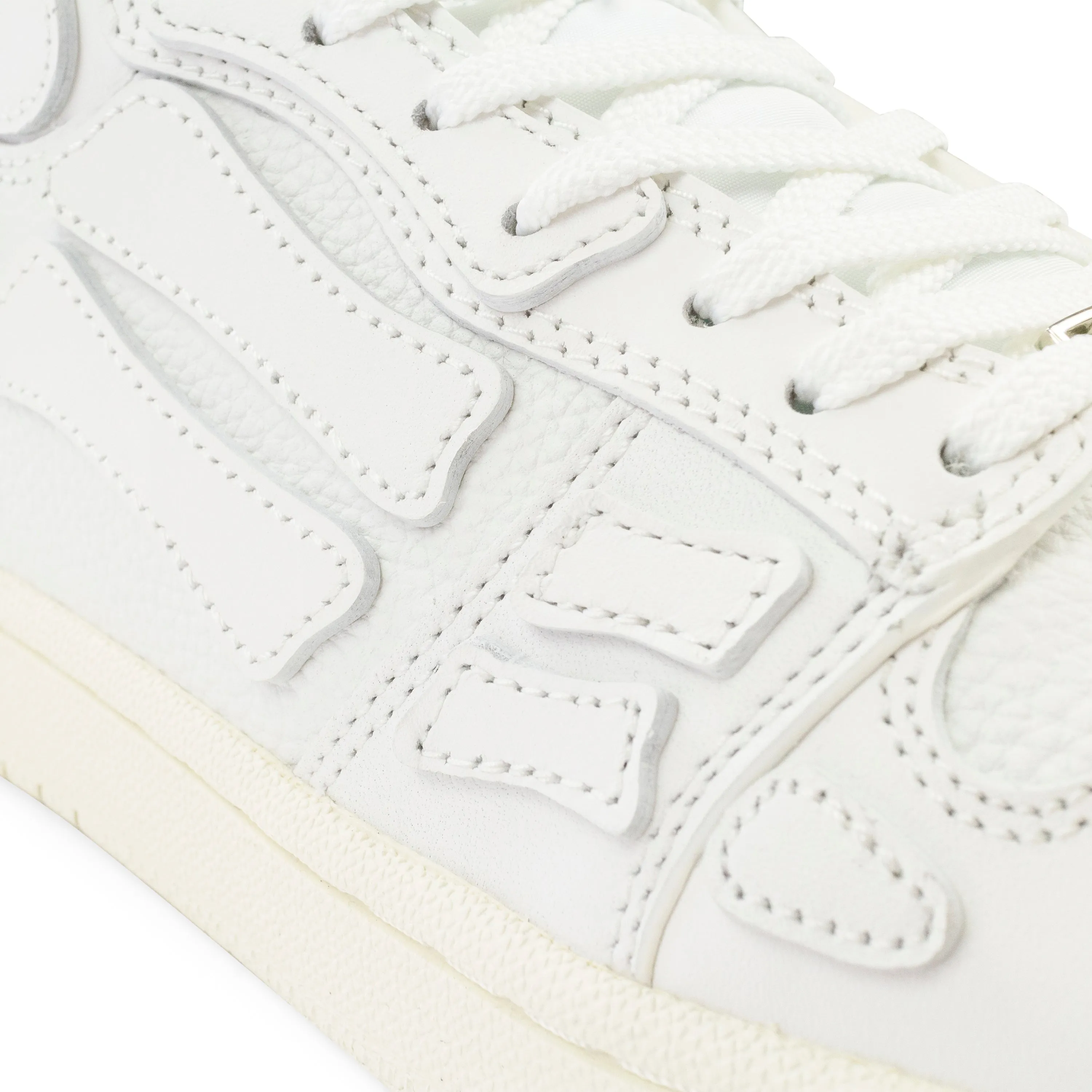 LEATHER PANELLED SKEL WHITE HI-TOP SNEAKERS