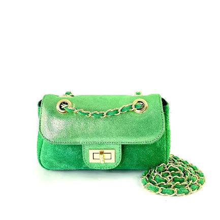 Marisol Genuine Leather Glossy Glitter Crossbody Bag