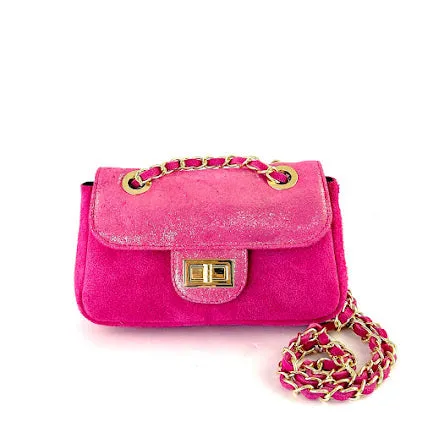 Marisol Genuine Leather Glossy Glitter Crossbody Bag