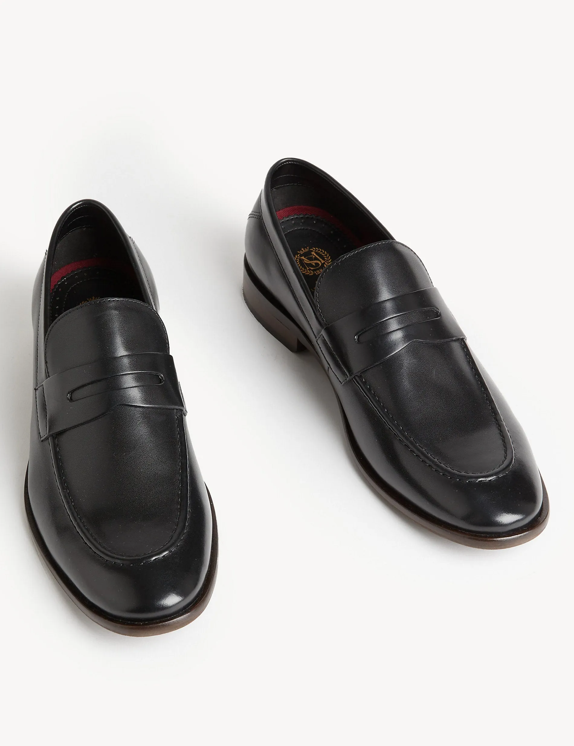 Marks & Spencer leather slip-ons, black