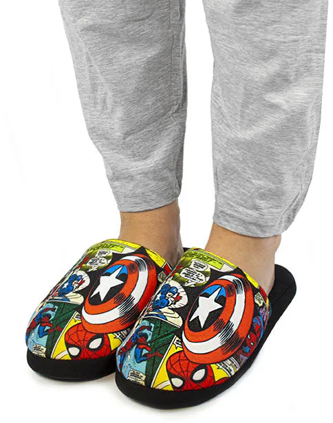 Marvel Avengers All Over Comic Print Multi-Coloured Men's Mule Slippers