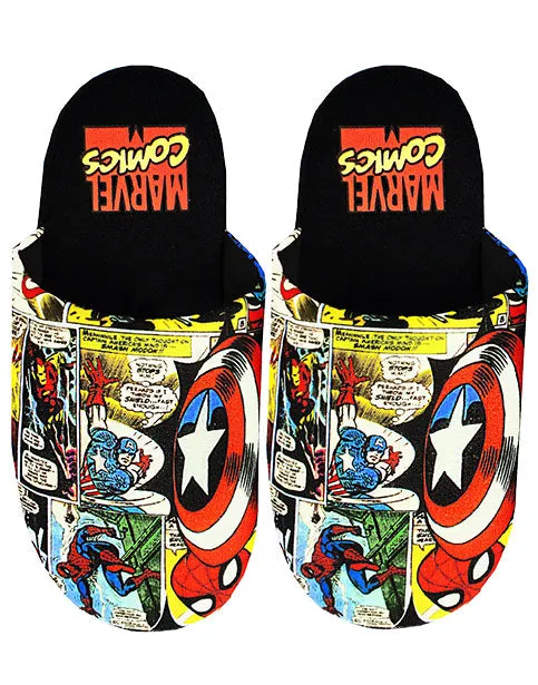 Marvel Avengers All Over Comic Print Multi-Coloured Men's Mule Slippers