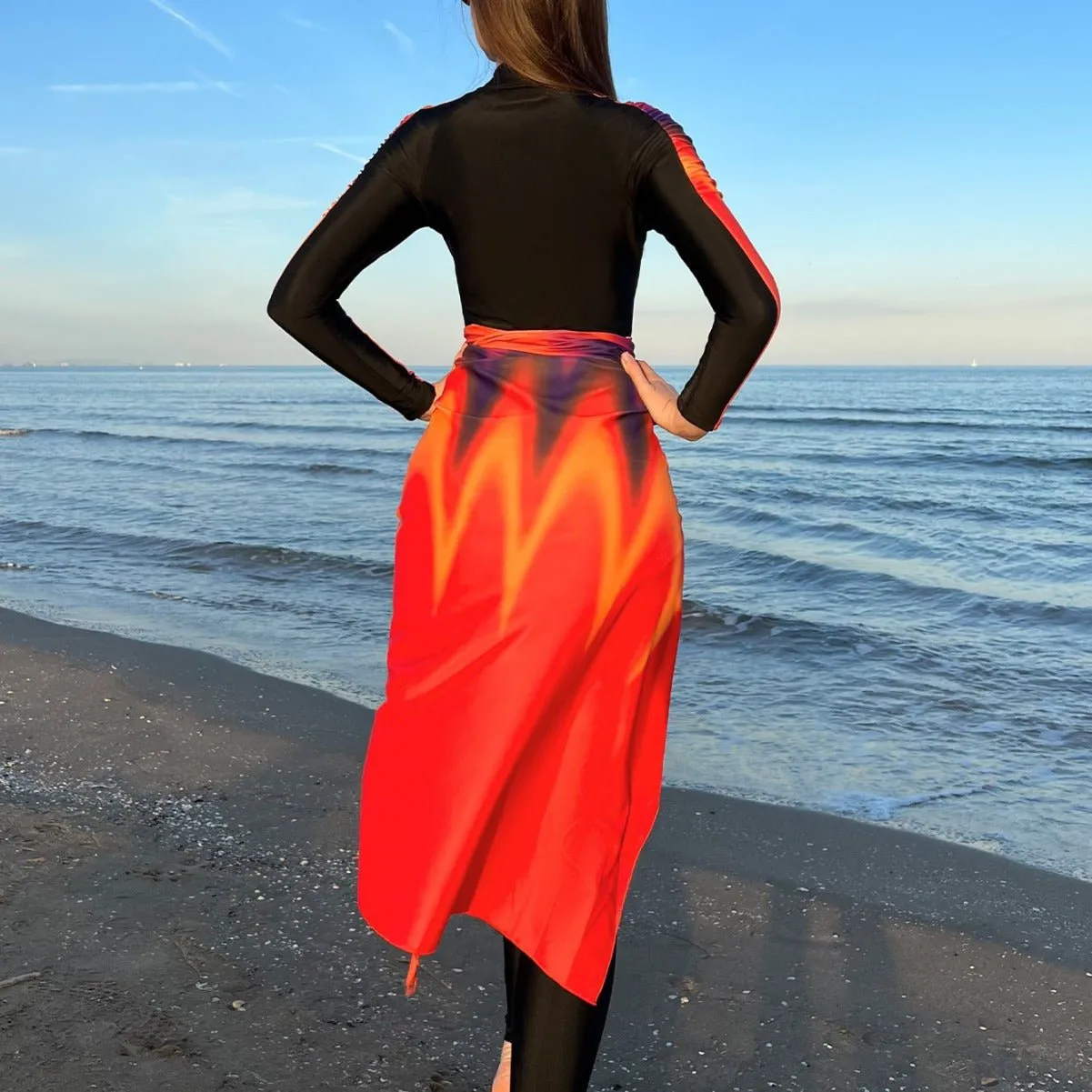 MB013 Muslim Colorful Sun Protection Beach Swimsuit Three-Piece Set