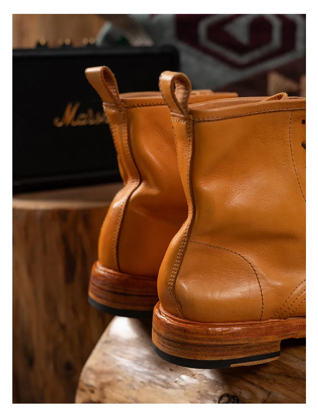 Men's Plain Toe Leather Combact Boots