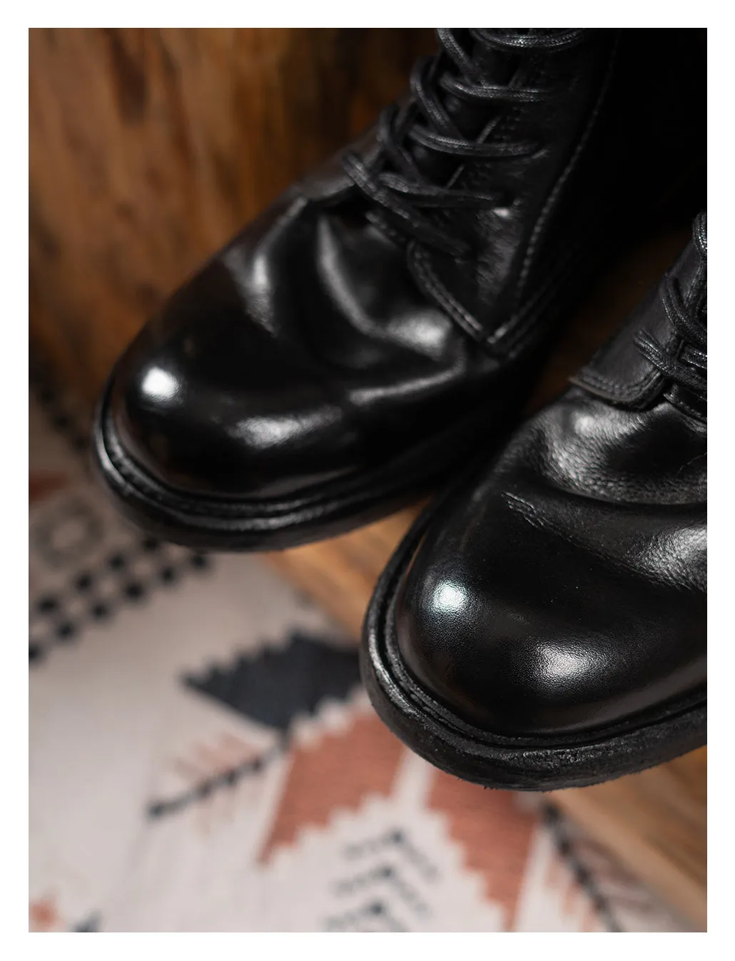Men's Plain Toe Leather Combact Boots